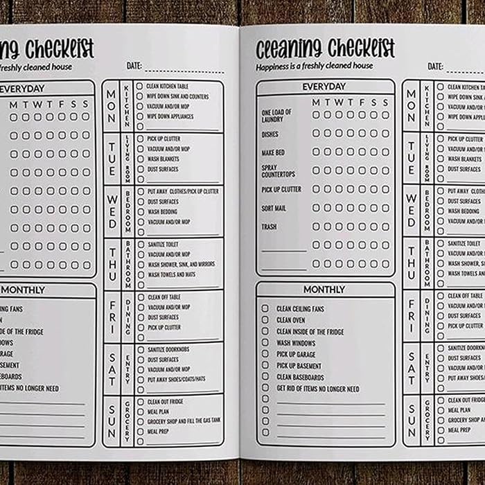 📝Daily Weekly and Monthly Cleaning Schedule📔
