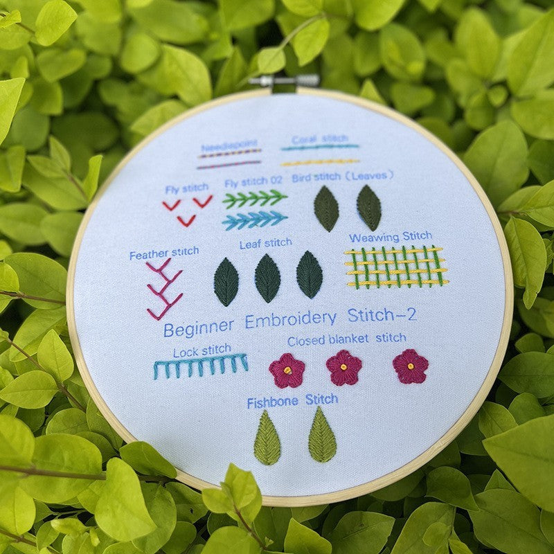 Flower and plant embroidery practice (Basic 3-piece set)—Beginner Practice Kit