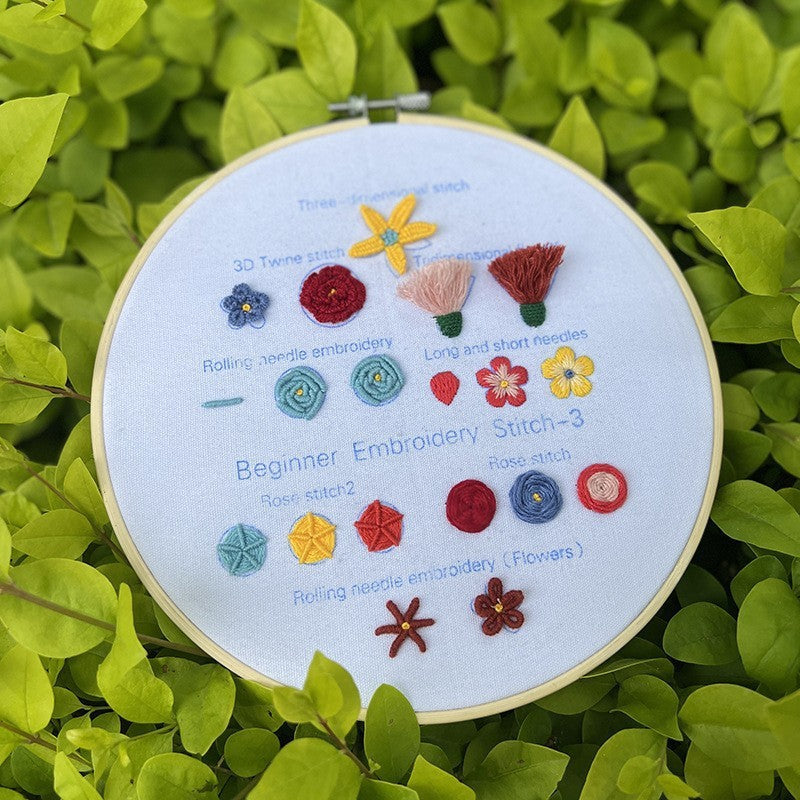 Flower and plant embroidery practice (Basic 3-piece set)—Beginner Practice Kit